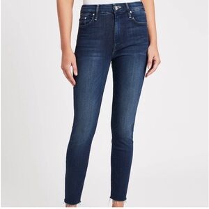 MOTHER High Waisted Looker Ankle Fray Jean Last Call Size 25 Dark Denim